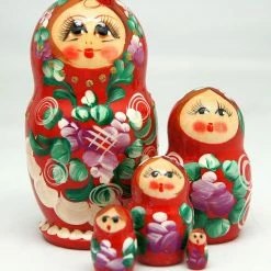 Budget 💯 G. DeBrekht Designocracy Traditional Red 5-piece Russian Matreshka Nested Doll 🛒