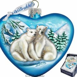 G. DeBrekht Sales 23 Budget 🎉 G. DeBrekht Designocracy Polar Bear Love Hart Glass Ornament Holiday Splendor by Debrekht 🛒