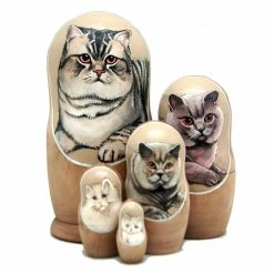 Top 10 ⭐ G. DeBrekht Designocracy British Shorthair Cat 5-Piece Russian Matryoshka Nested Doll ⭐