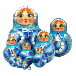 Promo 😍 G. DeBrekht Designocracy Flower in Blue 10-Piece Russian Matryoshka Nested Doll 🔥