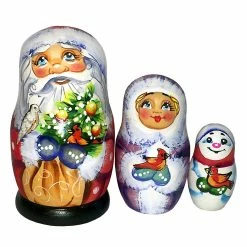 Best Sale 😀 G. DeBrekht Designocracy Gift Bag Santa Family 3-Piece Doll Nested Doll G.DeBrekht ⌛