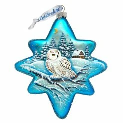 Budget 🧨 G. DeBrekht Designocracy White Owl North Star Holiday Splendor Glass Ornament ✨