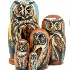 Cheapest 🧨 G. DeBrekht Designocracy Wise Forest Owl 5-piece Russian Matreshka Nested Doll 👏