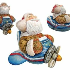 Wholesale 🎉 G. DeBrekht Designocracy Woodcarved Handpainted Fly Me To The Moon Santa G.DeBrekht 😍