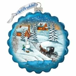 Deals 🤩 G. DeBrekht Designocracy Vintage Village Wreath Glass Ornament by G Debrekht ✔️