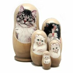 Discount 👏 G. DeBrekht Designocracy Tabby Cat 5-Piece Russian Matryoshka Nested Doll 👍